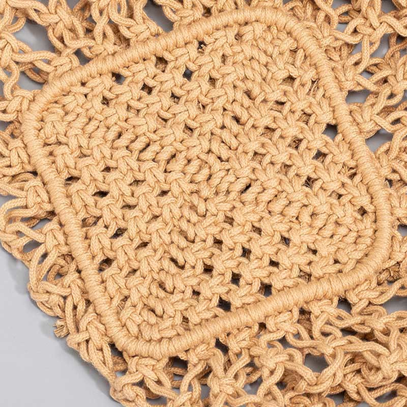 Bolso de Hombro Hecho a Mano con Hilo de Algodón y Piedras de Buda