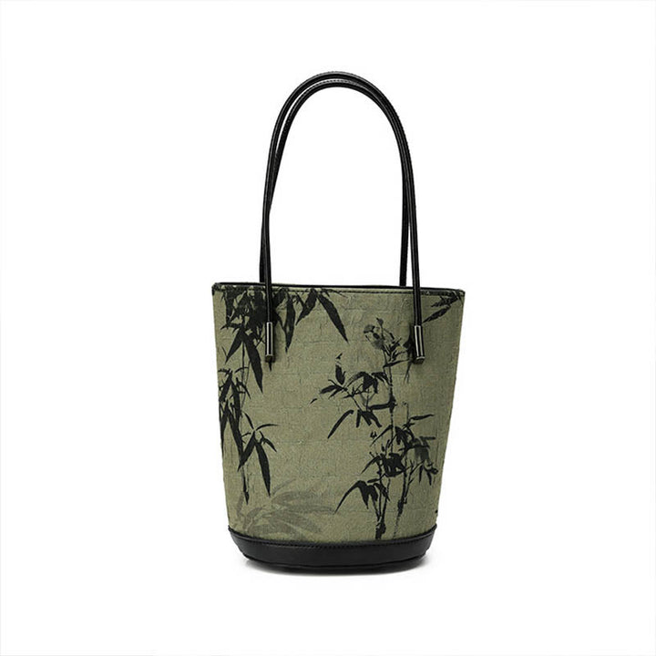 	Bolso de mano vintage con estampado de piedras de Buda y bambú verde - image 4
