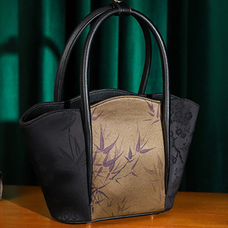 Bolso bandolera vintage con estampado de piedras de Buda, oro y bambú - image 2