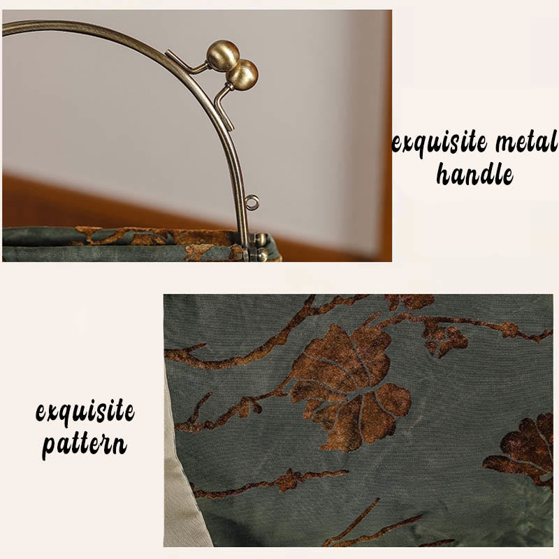 Bolso bandolera de terciopelo con piedras de Buda y cadena de metal