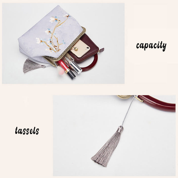 Bolso cruzado con bordado de flores y piedras de Buda