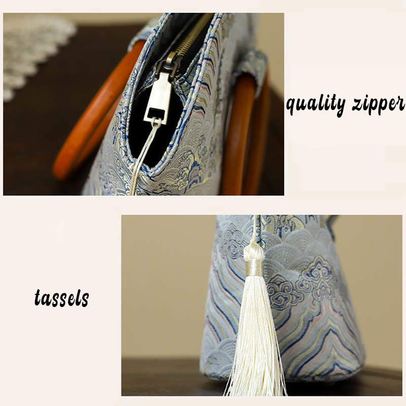 Bolso de Mano con Estampado de Conchas de Piedras de Buda y Nubes Auspiciosas