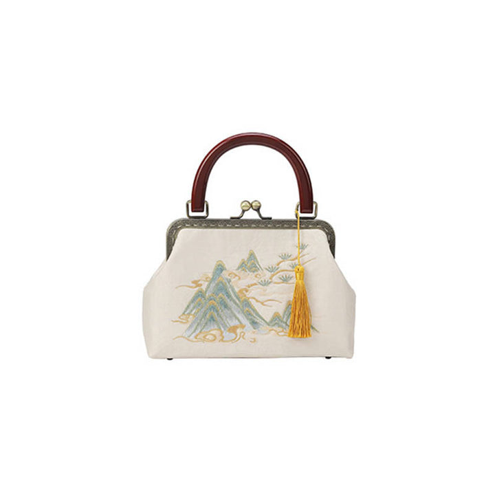 Bolso Bandolera de Jacquard con Pintura de Paisaje de Piedras de Buda