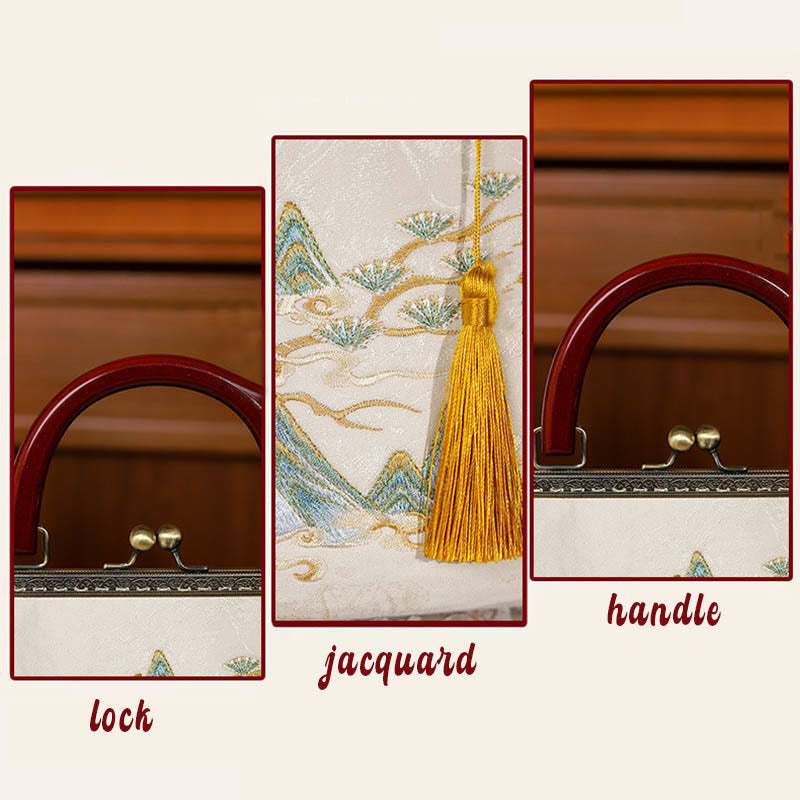 Bolso Bandolera de Jacquard con Pintura de Paisaje de Piedras de Buda