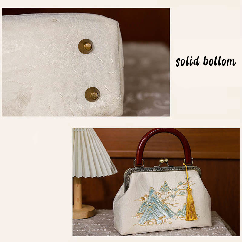 Bolso Bandolera de Jacquard con Pintura de Paisaje de Piedras de Buda