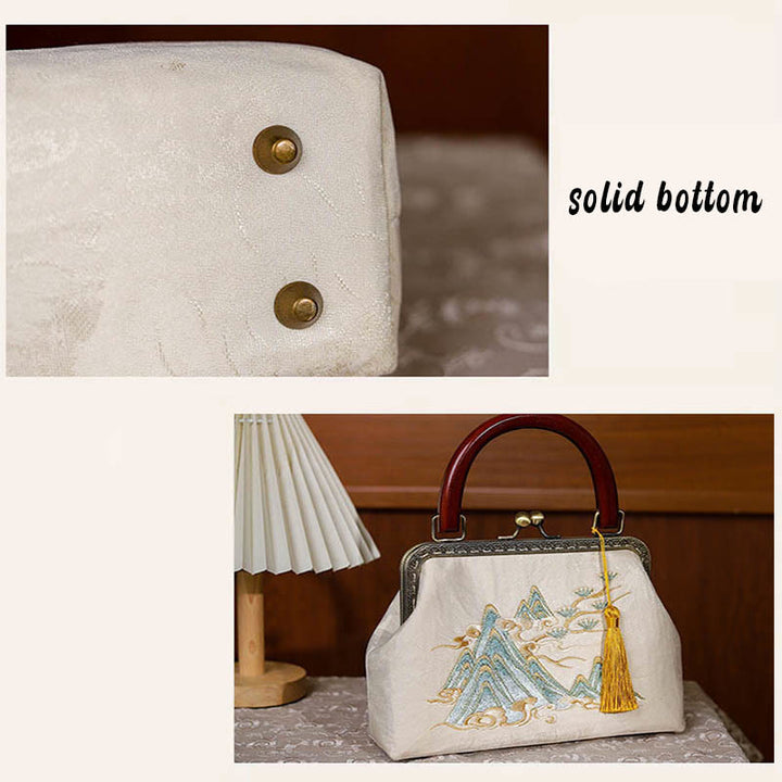 Bolso Bandolera de Jacquard con Pintura de Paisaje de Piedras de Buda