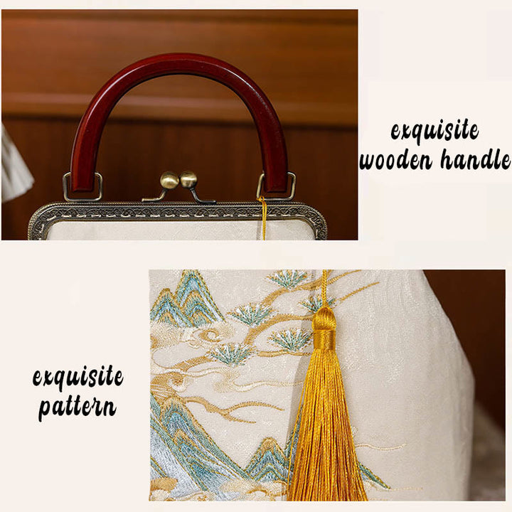 Bolso Bandolera de Jacquard con Pintura de Paisaje de Piedras de Buda