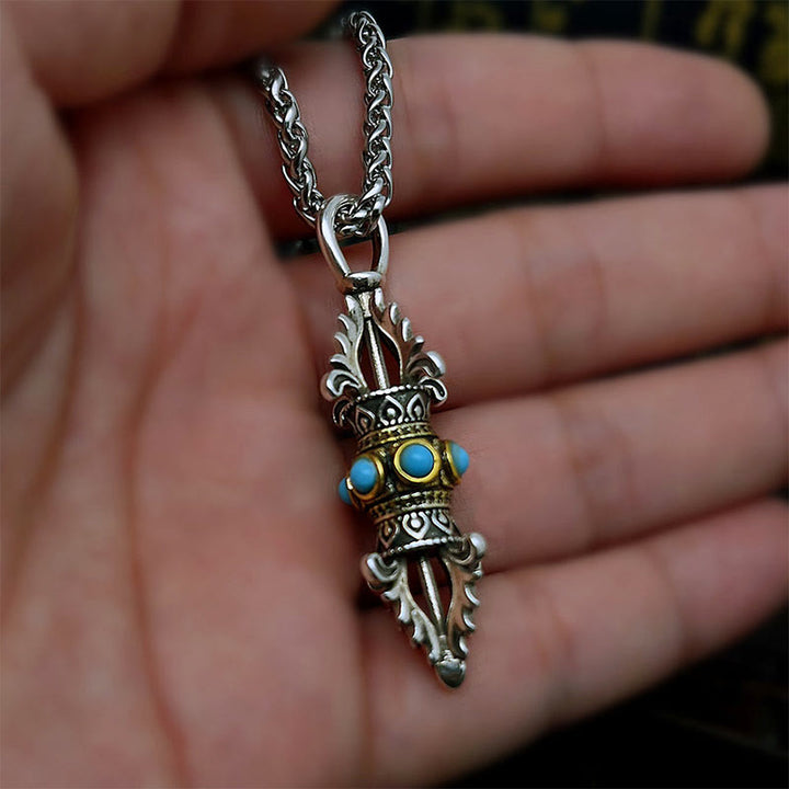 Buddha Stones Collar de Metal de la Suerte y la Riqueza de Cobre con Patrón de Vajra Dorje de Tíbet