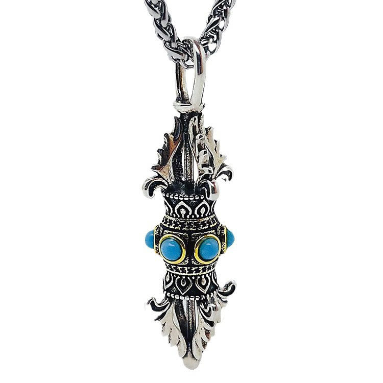 Buddha Stones Collar de Metal de la Suerte y la Riqueza de Cobre con Patrón de Vajra Dorje de Tíbet