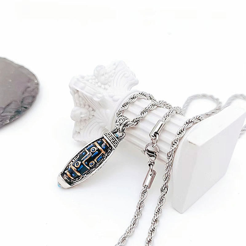 Buddha Stones Collar Colgante Giratorio con Péndulo y Patrón de Cuentas Tibetanas Om Mani Padme Hum de Nueve Ojos de Dzi de Paz y Pureza - image 8
