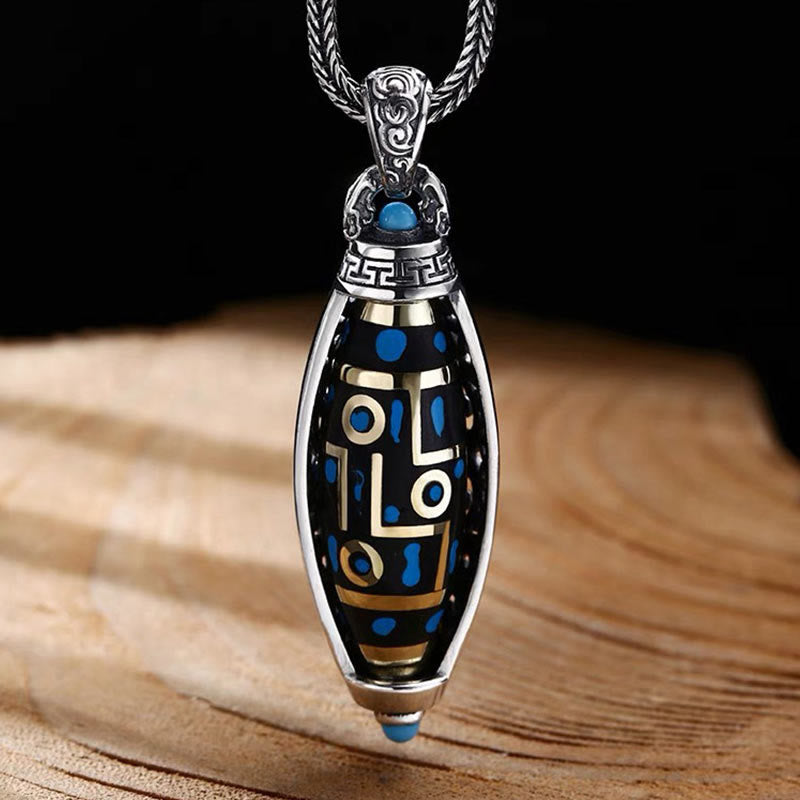 Buddha Stones Collar Colgante Giratorio con Péndulo y Patrón de Cuentas Tibetanas Om Mani Padme Hum de Nueve Ojos de Dzi de Paz y Pureza - Om Mani Padme Hum - image 1