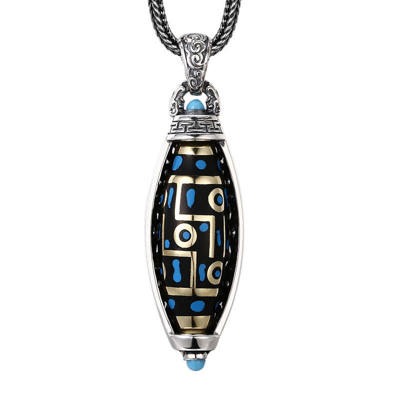 Buddha Stones Collar Colgante Giratorio con Péndulo y Patrón de Cuentas Tibetanas Om Mani Padme Hum de Nueve Ojos de Dzi de Paz y Pureza - image 1