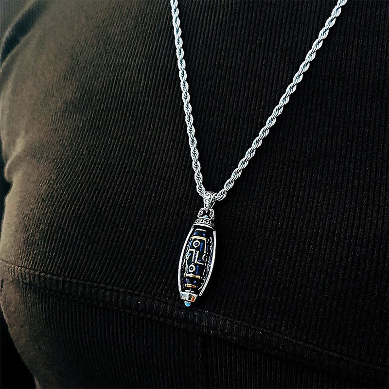 Buddha Stones Collar Colgante Giratorio con Péndulo y Patrón de Cuentas Tibetanas Om Mani Padme Hum de Nueve Ojos de Dzi de Paz y Pureza - image 9