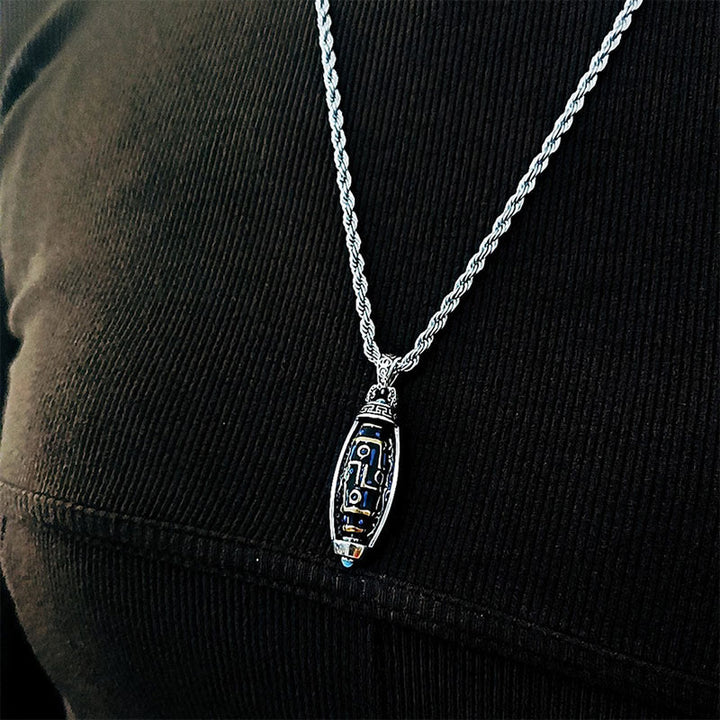 Buddha Stones Collar Colgante Giratorio con Péndulo y Patrón de Cuentas Tibetanas Om Mani Padme Hum de Nueve Ojos de Dzi de Paz y Pureza - image 9