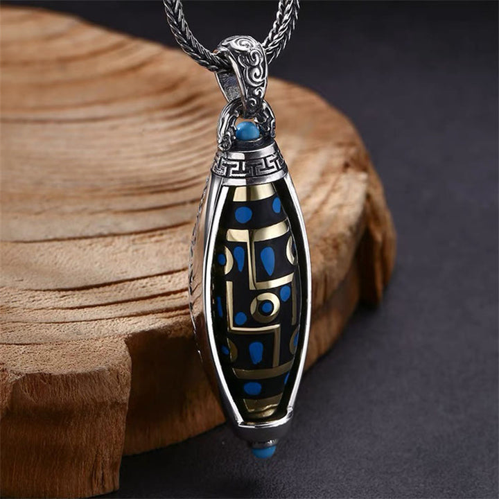 Buddha Stones Collar Colgante Giratorio con Péndulo y Patrón de Cuentas Tibetanas Om Mani Padme Hum de Nueve Ojos de Dzi de Paz y Pureza - image 3