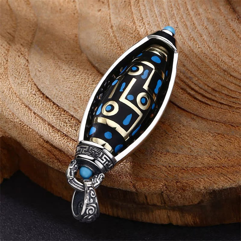 Buddha Stones Collar Colgante Giratorio con Péndulo y Patrón de Cuentas Tibetanas Om Mani Padme Hum de Nueve Ojos de Dzi de Paz y Pureza - image 7