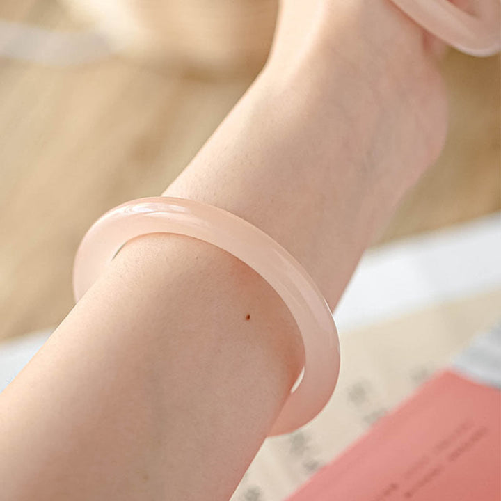 Brazalete de Jade Rosa Polvoriento Natural de Autoamor de Buddha Stones