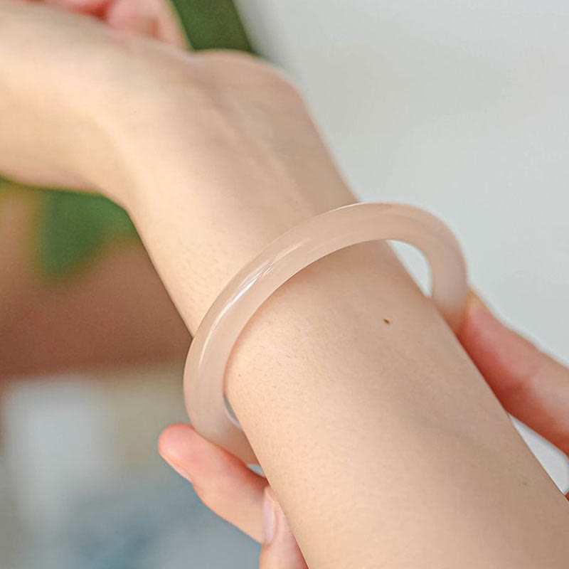 Brazalete de Jade Rosa Polvoriento Natural de Autoamor de Buddha Stones