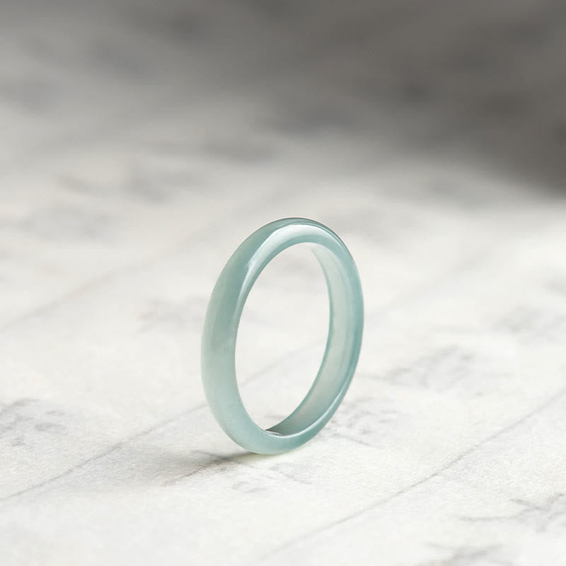 Anillo de Suerte y Prosperidad de Jade Natural de Buddha Stones