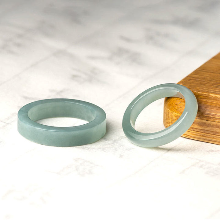 Anillo de Suerte y Prosperidad de Jade Natural de Buddha Stones