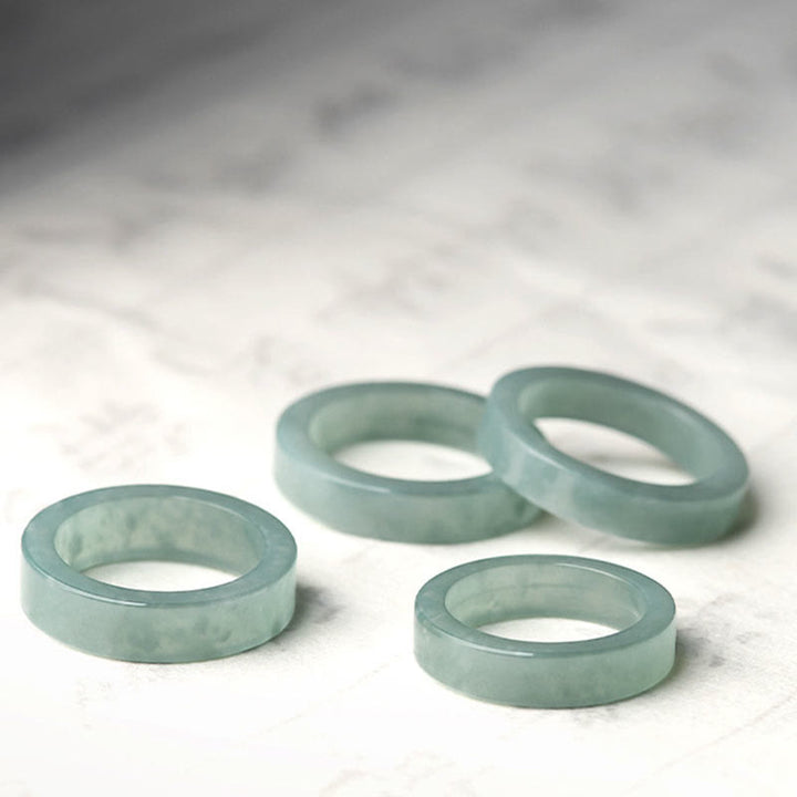 Anillo de Suerte y Prosperidad de Jade Natural de Buddha Stones