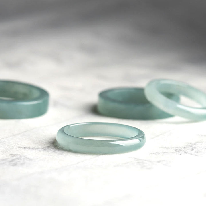 Anillo de Suerte y Prosperidad de Jade Natural de Buddha Stones