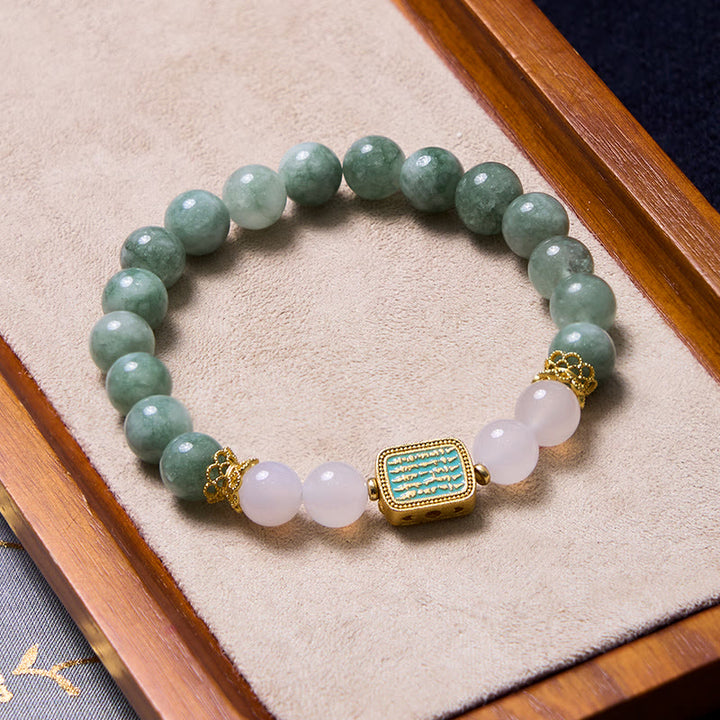 Buddha Stones Promueve Nuevos Comienzos Pulsera de Jade Verde Menta Conjunto