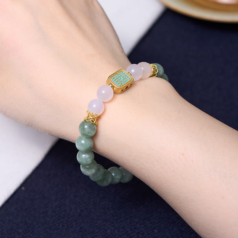 Buddha Stones Promueve Nuevos Comienzos Pulsera de Jade Verde Menta Conjunto