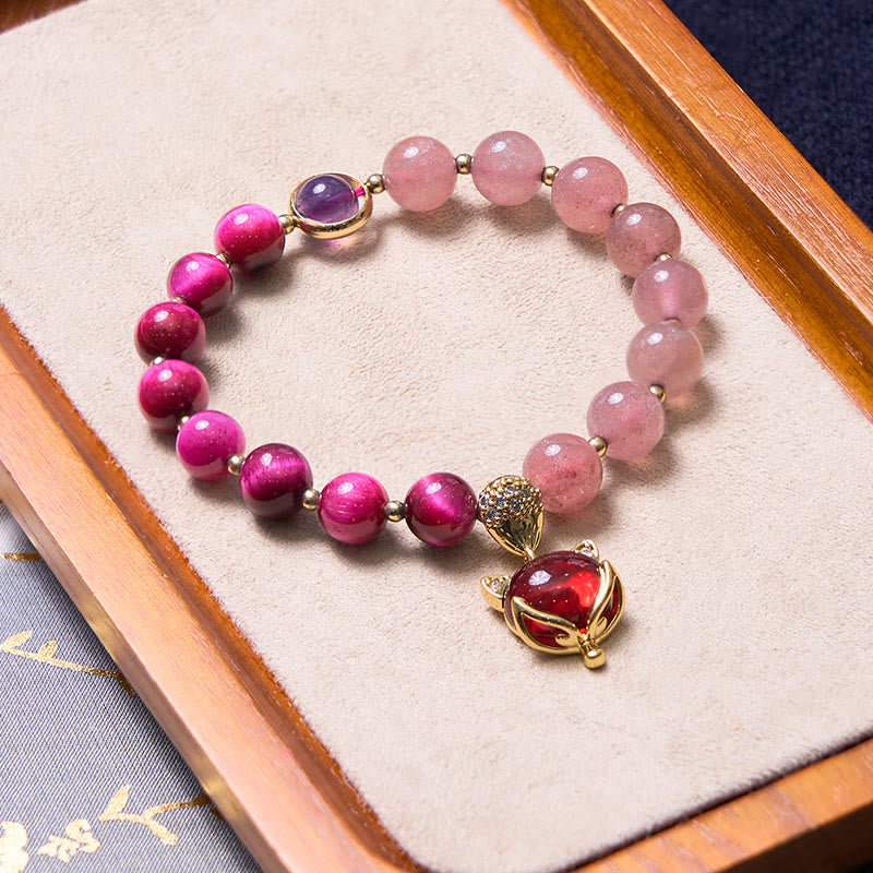Buddha Stones Aumenta la Felicidad y la Alegría Pulsera Púrpura Јuego