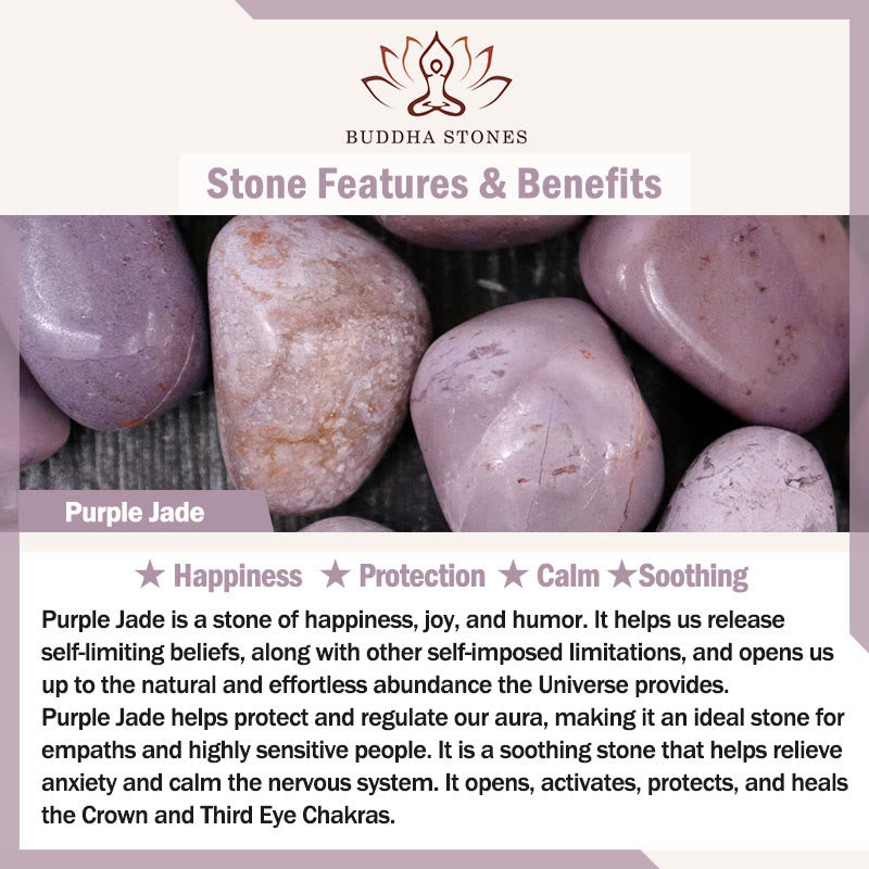 Buddha Stones Aumenta la Felicidad y la Alegría Pulsera Púrpura Јuego