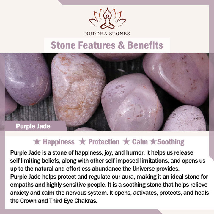 Buddha Stones Aumenta la Felicidad y la Alegría Pulsera Púrpura Јuego