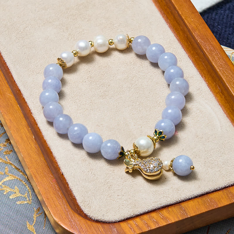 Buddha Stones Pulsera de Jade Azul de Acuario para la Paz Interior y el Alivio del Estrés