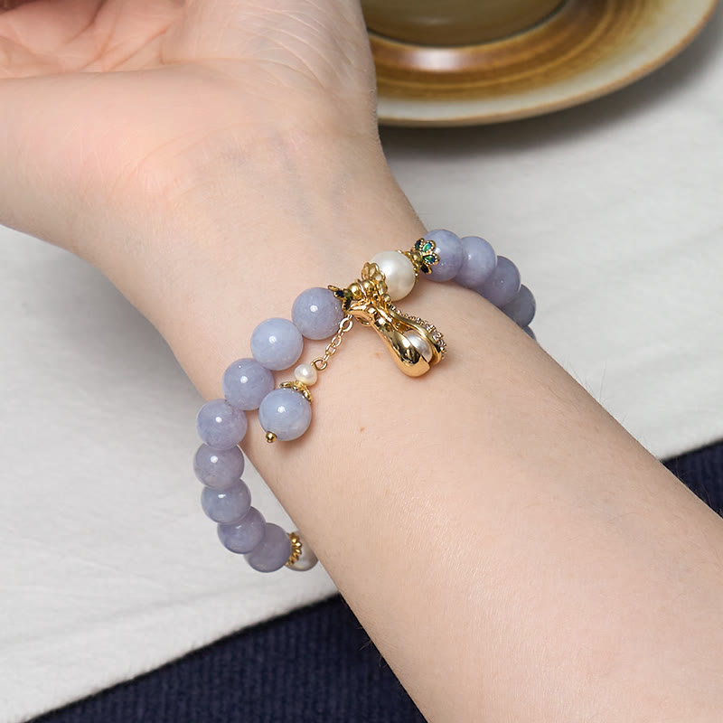Buddha Stones Pulsera de Jade Azul de Acuario para la Paz Interior y el Alivio del Estrés