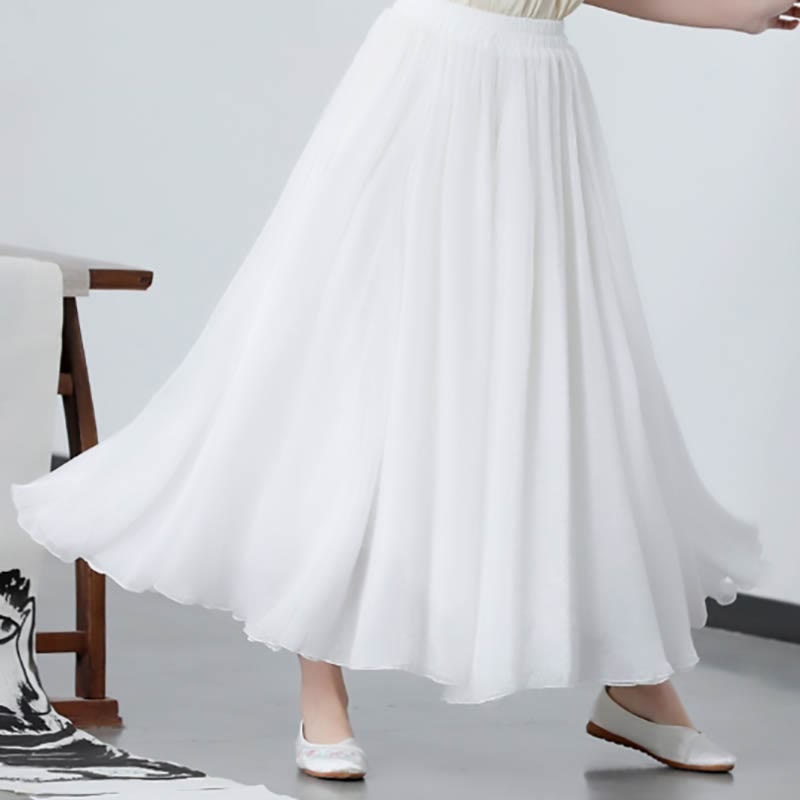 Buddha Stones 2 piezas Vestido midi con mangas tres cuartos con flores Falda de gasa Ropa zen Conjunto de mujer - Falda - 2XL(Equivalente a la US6.; UK/AU10; 38 de la UE) - image 6