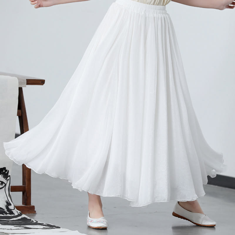 Buddha Stones Conjunto de 2 piezas de ropa Zen para mujeres: Vestido Cheongsam de flor de peonía de gasa estilo midi - Falda - 2XL(apto para US6; UK/AU10; UE38) - image 6