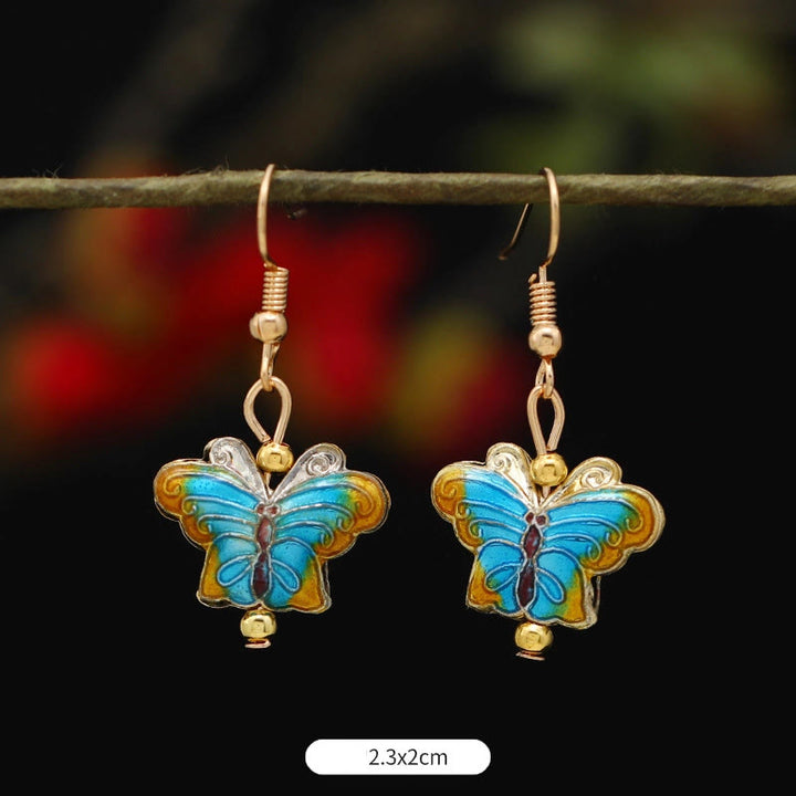 Pendientes de gota de iluminación de Buda, piedras, loto, mariposa, flor, aleación de cobre - Mariposa azul cielo 2,3*2 cm - image 20