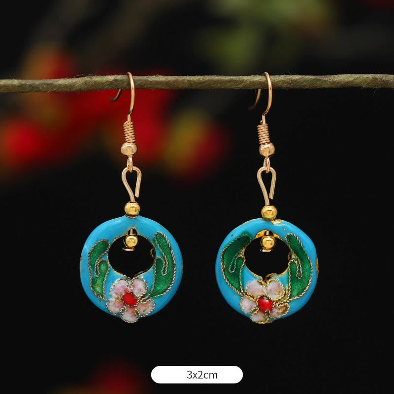 Pendientes de gota de iluminación de Buda, piedras, loto, mariposa, flor, aleación de cobre - Flor redonda azul claro 3*2cm - image 19