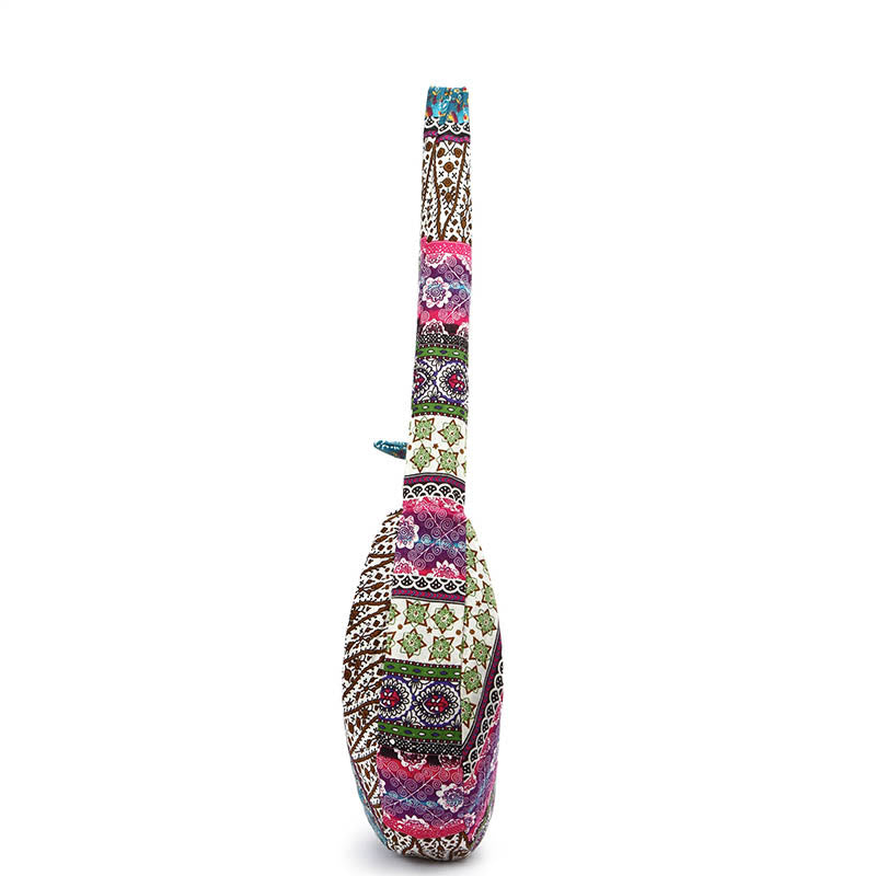 Bolso de Algodón con Rayas Estampadas de Buddha Stones para Llevar Cruzado y al Hombro