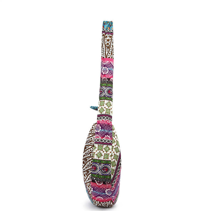 Bolso de Algodón con Rayas Estampadas de Buddha Stones para Llevar Cruzado y al Hombro