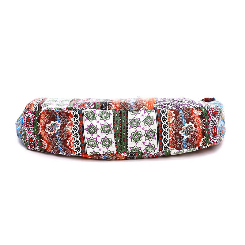 Bolso de Algodón con Rayas Estampadas de Buddha Stones para Llevar Cruzado y al Hombro