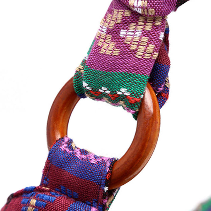 Bolso de Algodón con Rayas Estampadas de Buddha Stones para Llevar Cruzado y al Hombro
