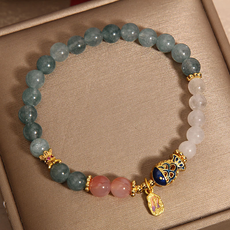 Buddha Stones Jade Yanyuan Ágata Jade Blanco Peces Koi Escritura Encanto Suerte Pulsera
