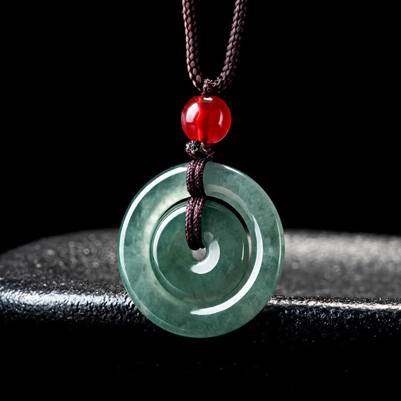 Colgante de Abundancia con Doble Broche de Paz de Jade Verde Buddha Stones