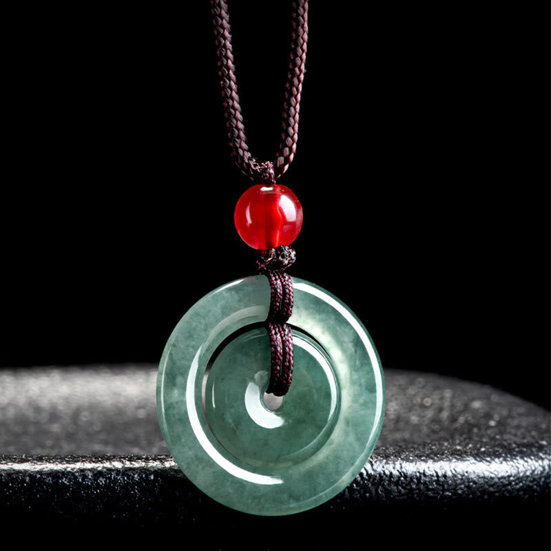 Colgante de Abundancia con Doble Broche de Paz de Jade Verde Buddha Stones