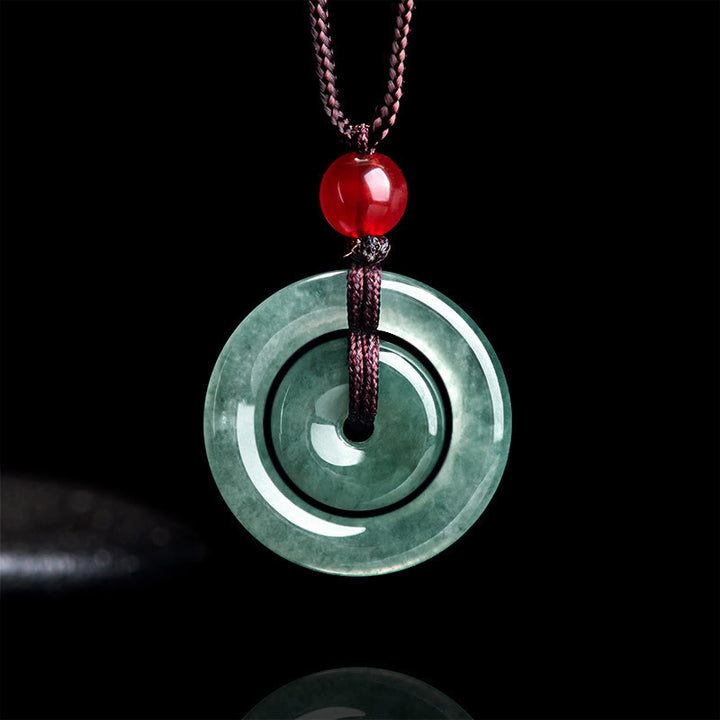 Colgante de Abundancia con Doble Broche de Paz de Jade Verde Buddha Stones