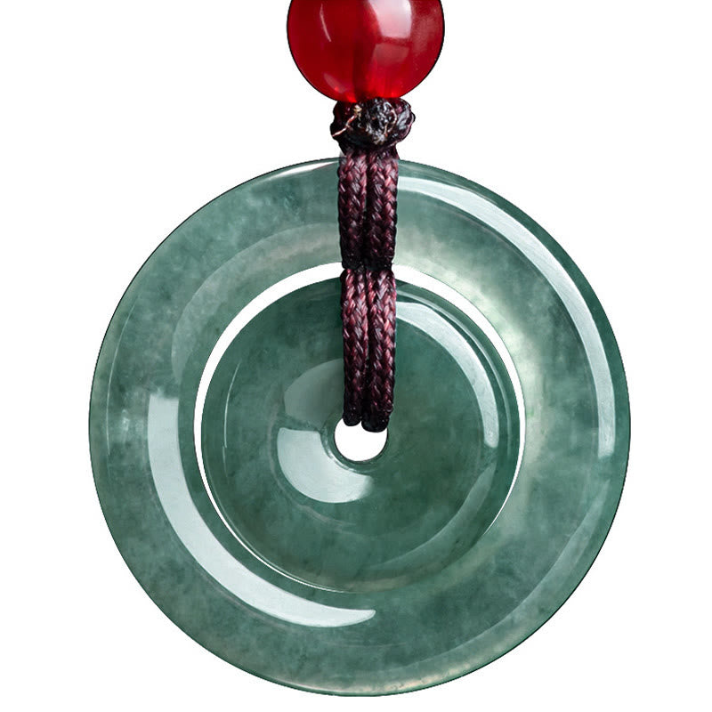 Colgante de Abundancia con Doble Broche de Paz de Jade Verde Buddha Stones