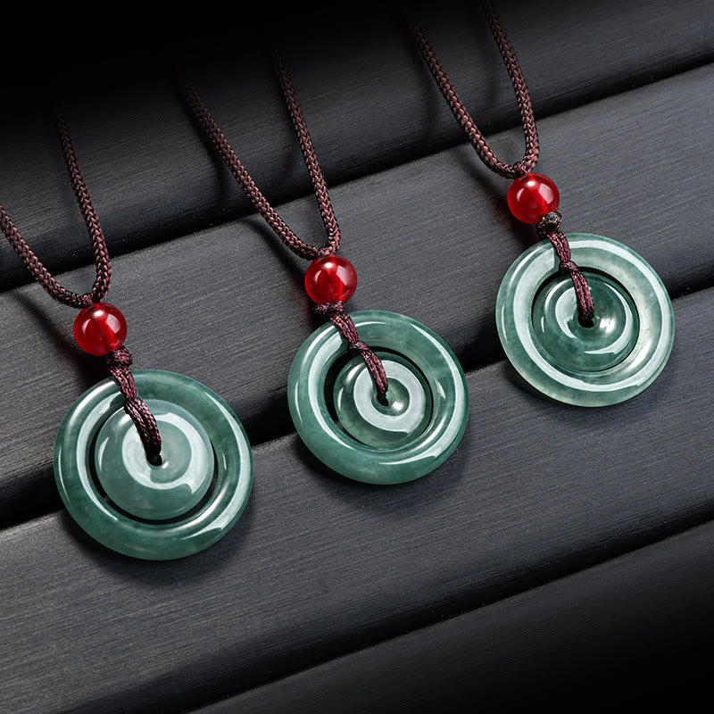 Colgante de Abundancia con Doble Broche de Paz de Jade Verde Buddha Stones