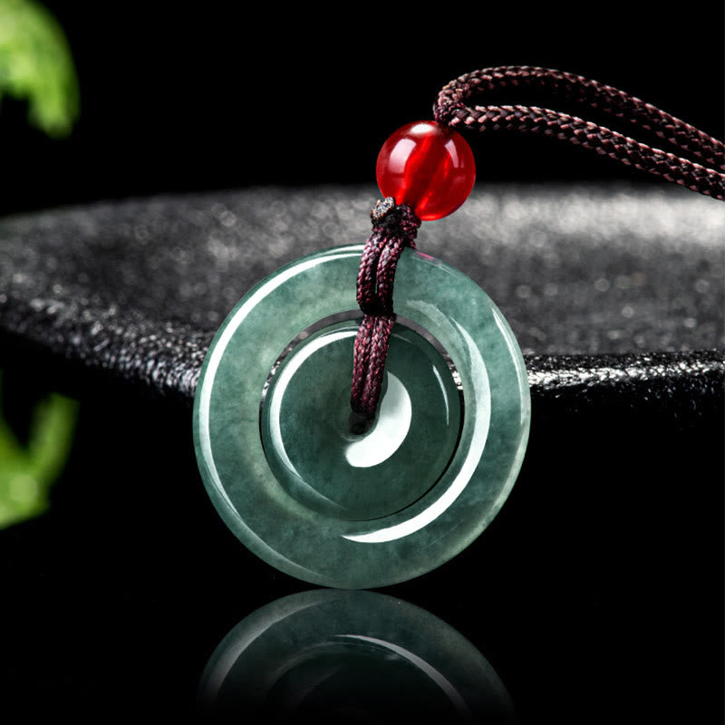 Colgante de Abundancia con Doble Broche de Paz de Jade Verde Buddha Stones