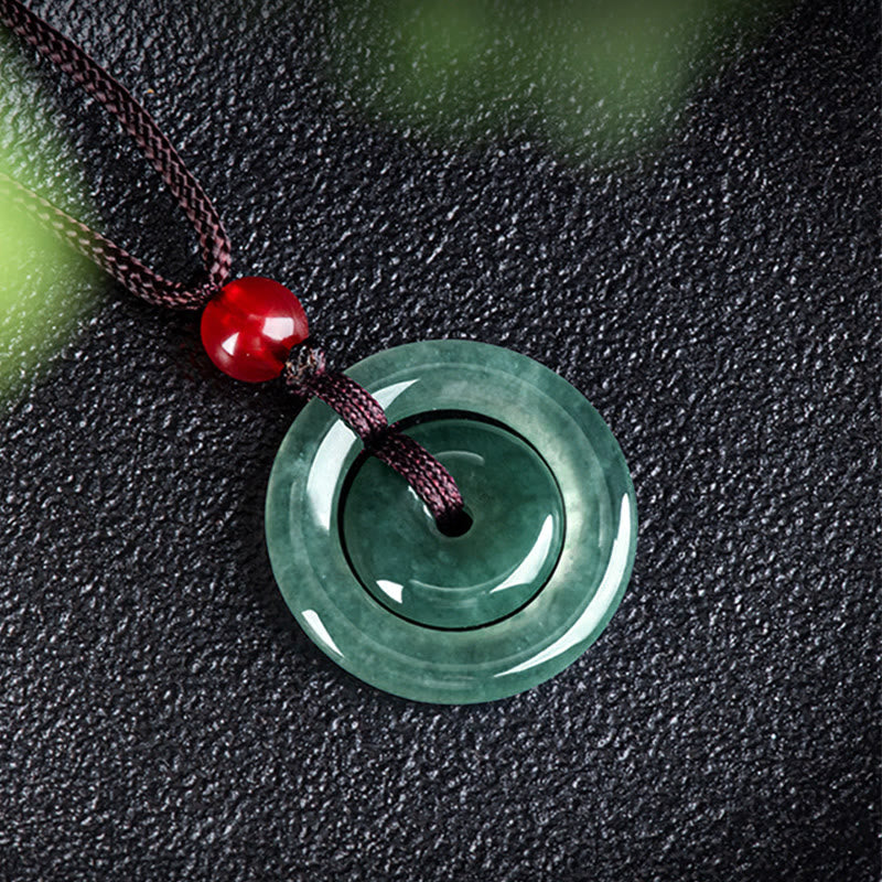 Colgante de Abundancia con Doble Broche de Paz de Jade Verde Buddha Stones