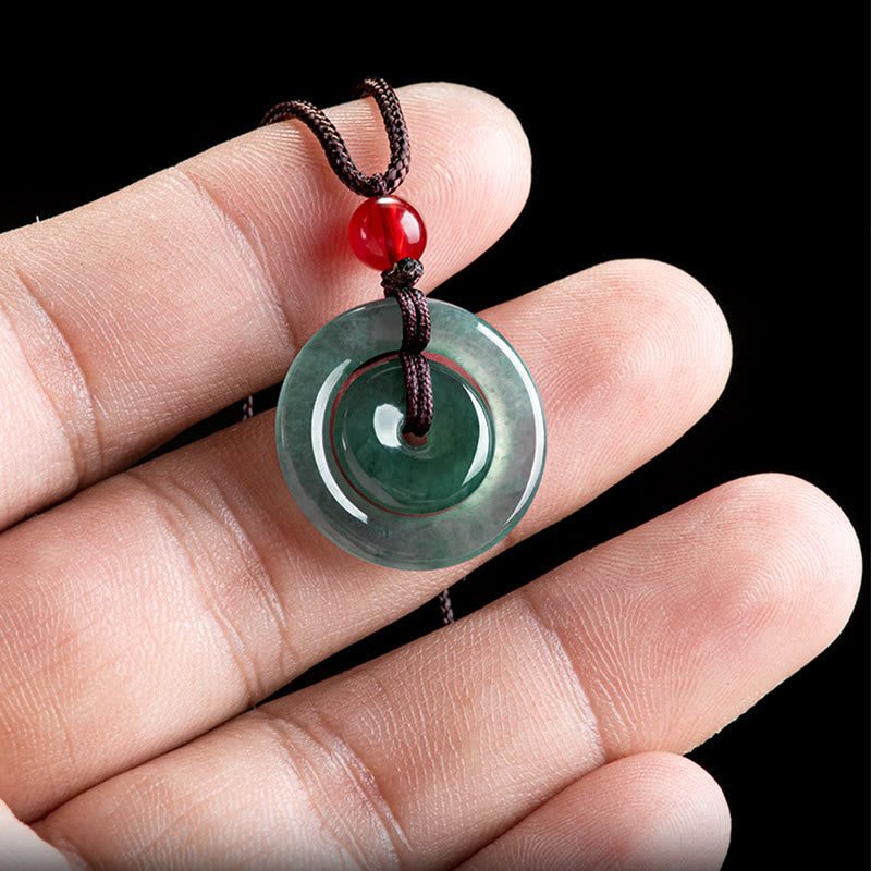 Colgante de Abundancia con Doble Broche de Paz de Jade Verde Buddha Stones